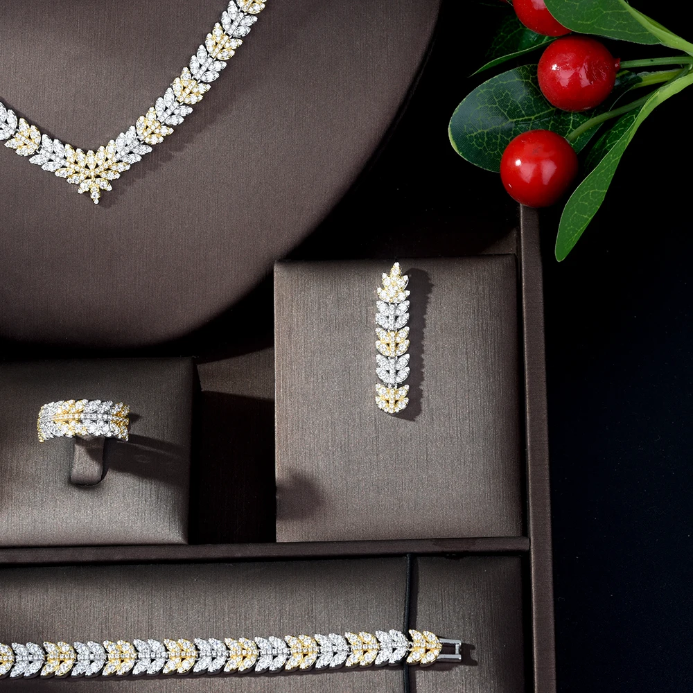 Модные блестящие свадебные украшения HIBRIDE с блестящим кубическим цирконием