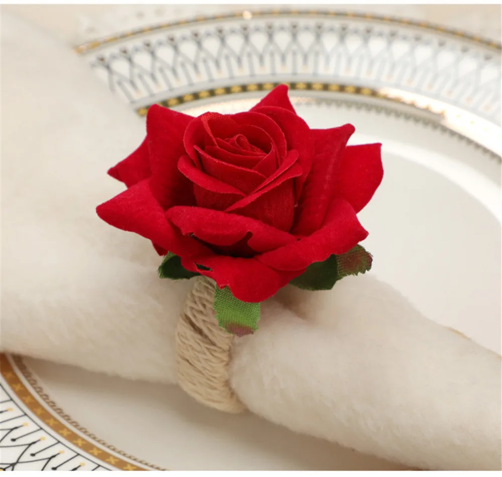

12 / new product creative simulation flower napkin buckle modern simple Western Hotel napkin ring household products napkin ring