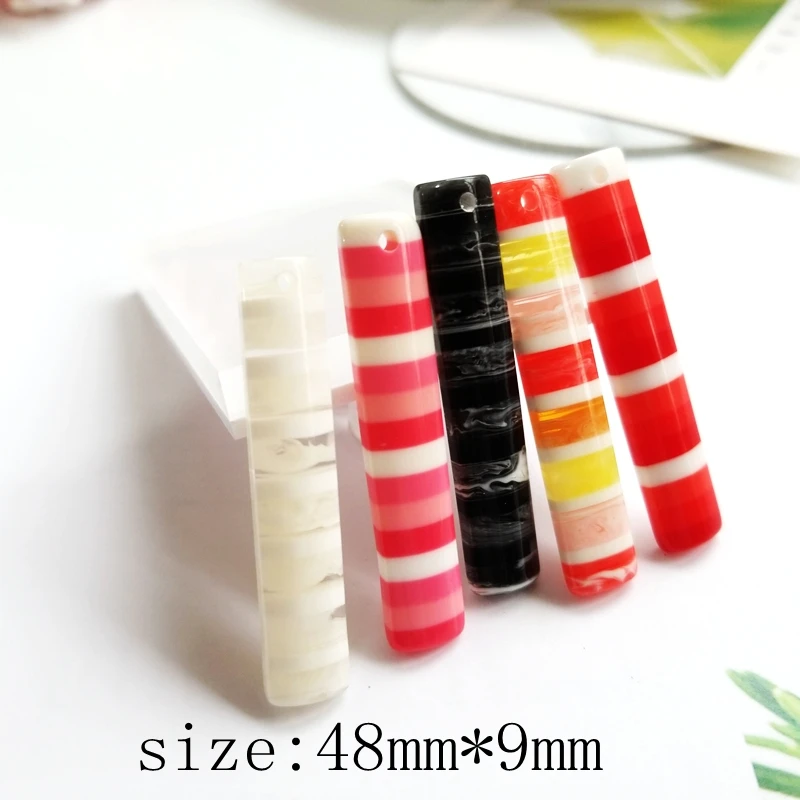 Японские и корейские милые свежие акриловые серьги длинные в цветную полоску