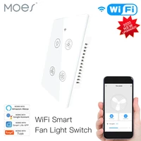 wifi smart ceiling fan light wall switchsmart lifetuya app remote various speed control compatible with alexa and google home