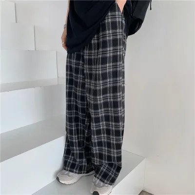 

New Plaid Pants Women Casual Chic Oversize Loose Wide Leg Trousers Ins Retro Teens Harajuku Hip-hop All-match Unisex Streetwear