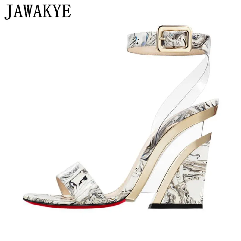 JAWAKYE/Новинка Женские Босоножки с открытым носком из прозрачного ПВХ на необычном