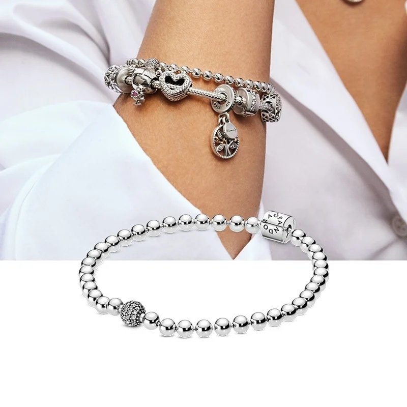 

Ladies Pandora Bracelet 925 Sterling Silver Original DIY Jewelry Making Beads 2021 Christmas Ornaments Gifts for Original Women