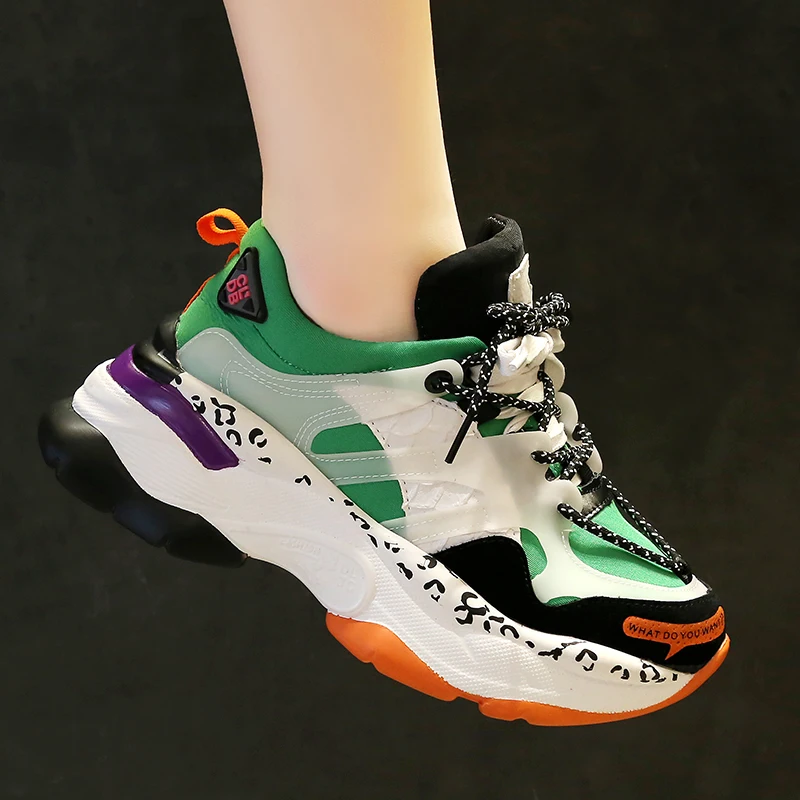 Кроссовки женские массивные Вулканизированная подошва толстая дышащие