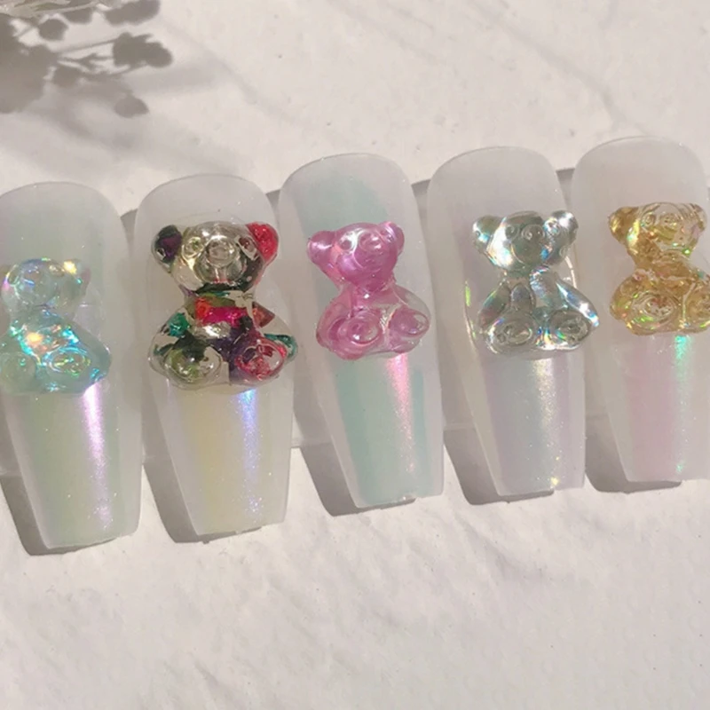 L93E Crystal Epoxy Resin Mold Nail Carving 3D Bear Silicone Mould DIY Crafts Stamping Plate Nails Stencils Manicure | Украшения и