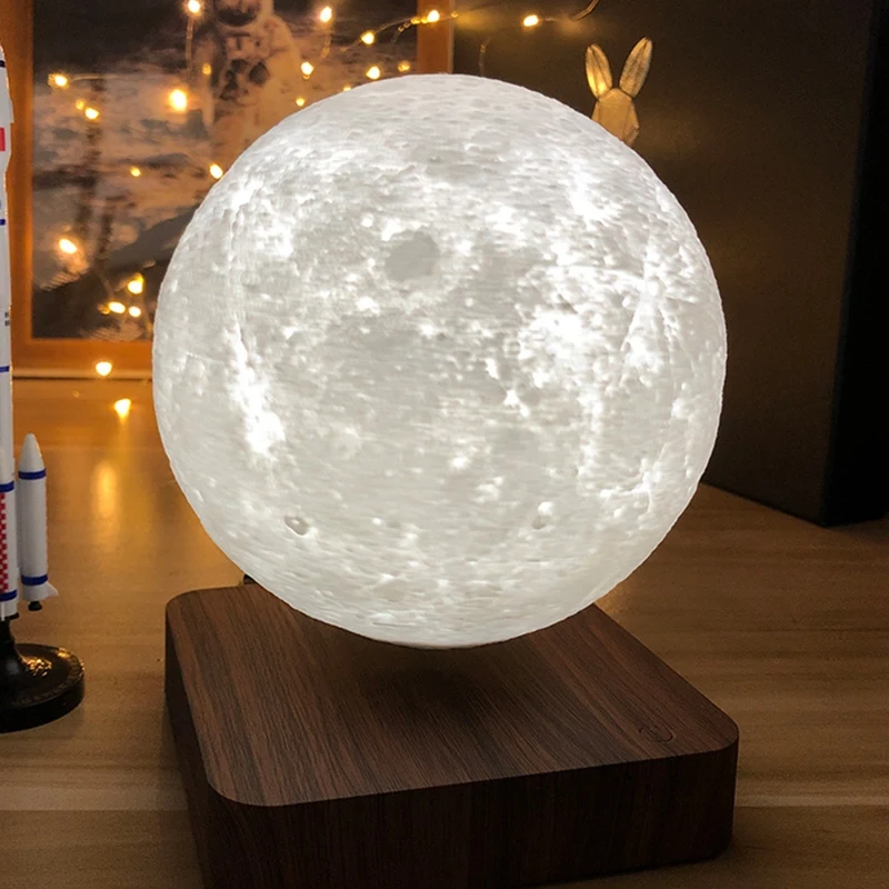 구매 3D 자기 부상 달 램프 야간 조명 크리에이티브 디자인 회전 LED 터치 플로팅 램프, 홈 침실 장식 선물