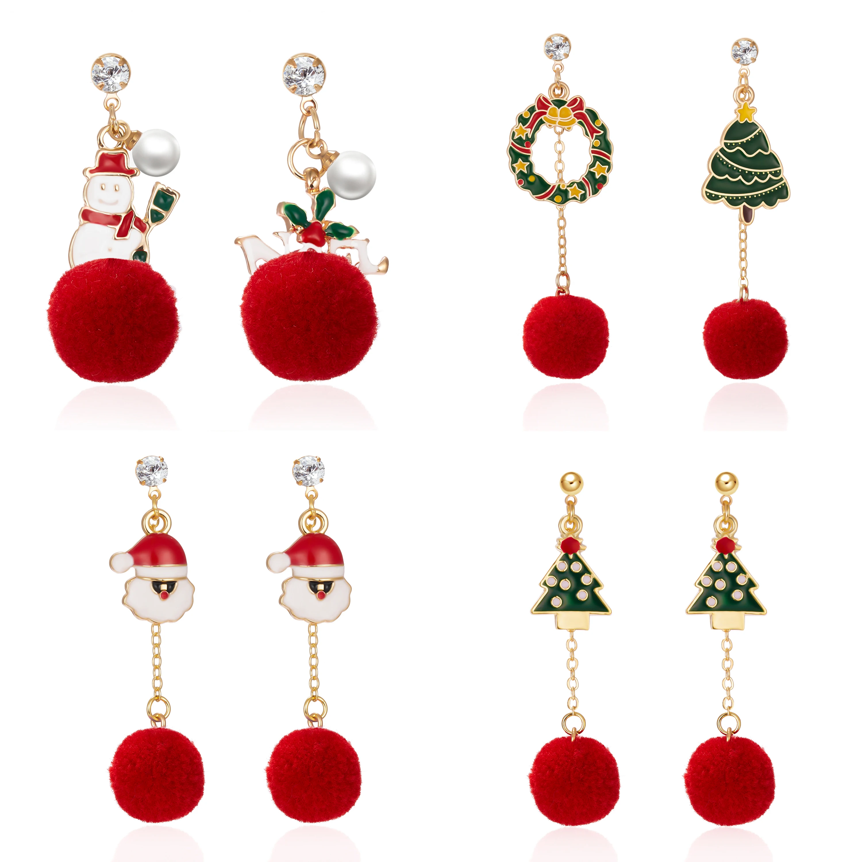 Модные женские рождественские серьги серьги-подвески в виде деда мороза