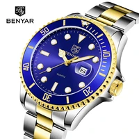 benyar gold mens watches 2021 top brand luxury sport quartz date business watch men stainless steel military waterproof clock