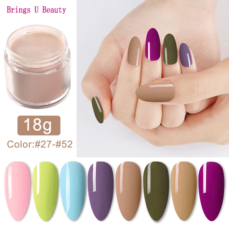 

Very Fine 18g/Box Dipping Powder Without Lamp Cure Nails Dip Powder Gel Nail Color Powder Natural Dry Colors #27-#52