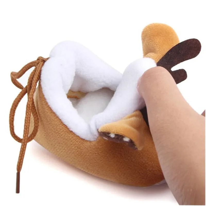 Детская обувь зимняя флисовая для младенцев первых шагов с мягкой подошвой