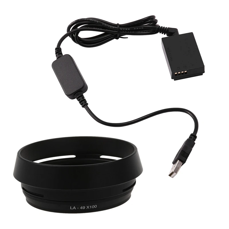 

49Mm LH-JX100 Lens Hood LA-49X100 Adapter Ring For Fujifilm X100 Fuji & 5V 2A ACKE12 ACK-E12 USB Power Cord Adapter