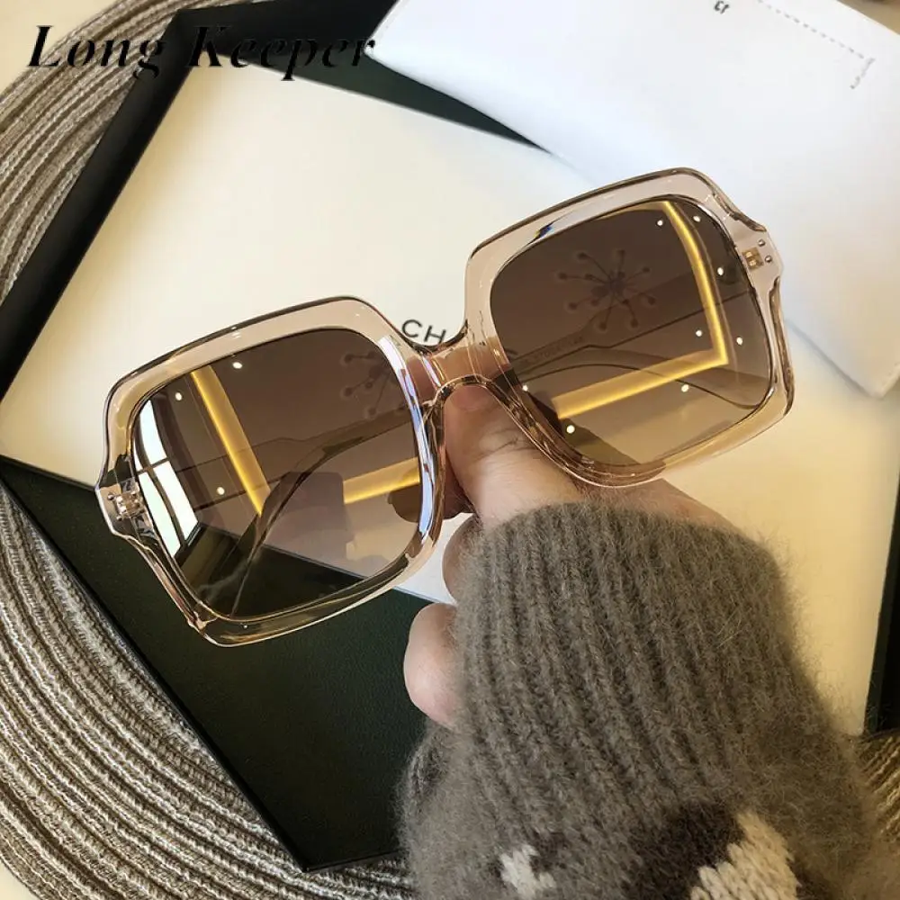

Luxury Square Sunglasses Women 2021 Brand Designer Big Frame Sun Glasses Vintage Gradient Eyeware Female Oculos Feminino UV400