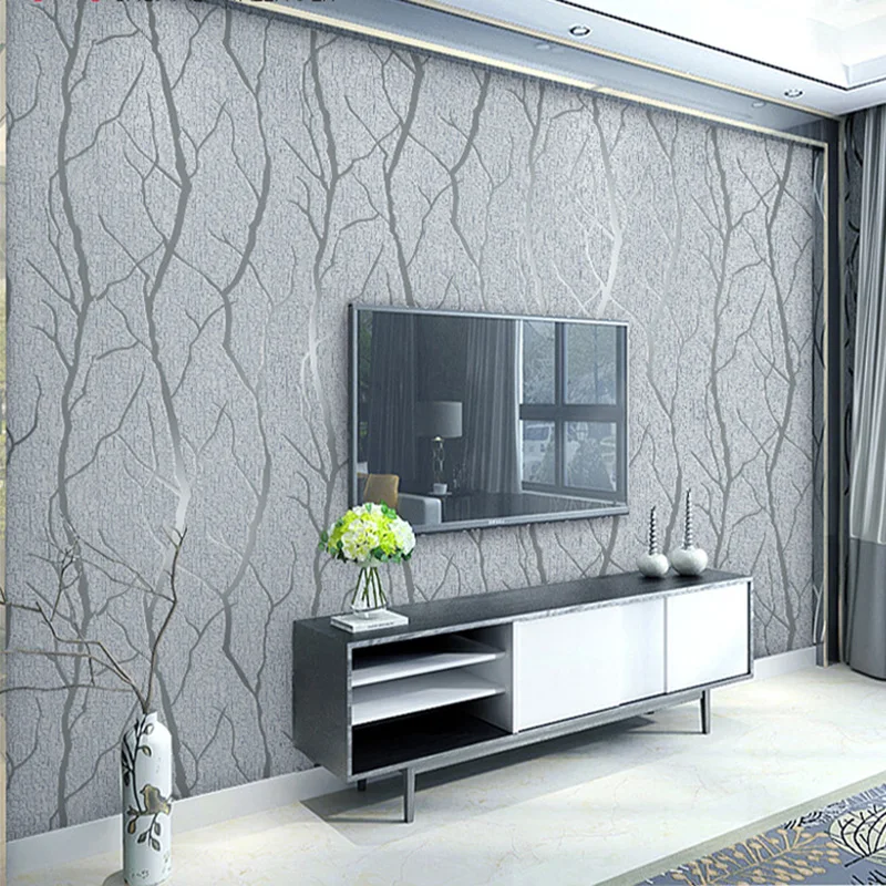 

Modern Minimalist Fashion Non-Woven Wallpaper Rolls 3D Embossed Branch Stripe Wall Paper For Living Room TV Sofa Background Wall