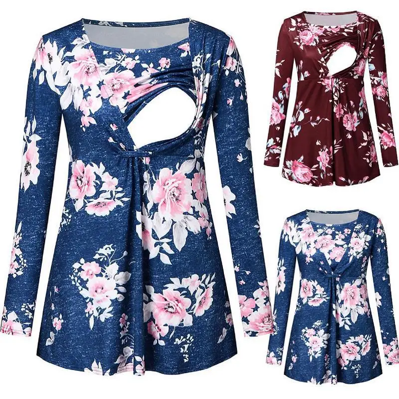 Новый европейский и американский пуловер с длинным рукавом для кормящих женщин