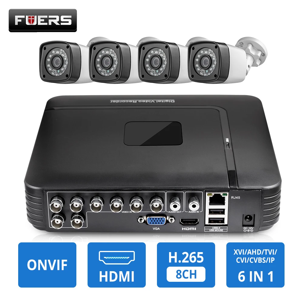 CCTV HD 4MP камера 8CH 6в1 AHD DVR H.265 система видеонаблюдения Водонепроницаемая уличная