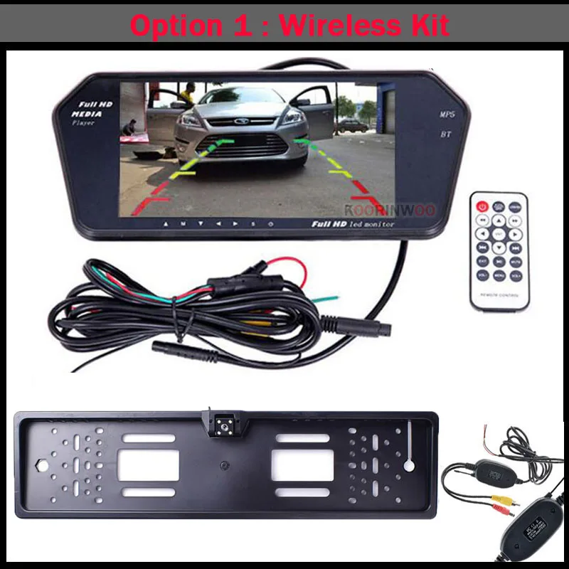 Option 1 Koorinwoo HD 1024P автомобильное зеркало с монитором Экран для sony CCD с заднего вида автомобиля Camaera заднего света 7 дюймов медиа телефонными разговорами через Bluetooth телефон USB SD музыкальный плеер обратный Camaera парковки Системы на тонкопленочных транзисторах на тонкоплёночных транзисторах ЖК-дисплей Дисплей видео Вход Accossories - Цвет: Option 1