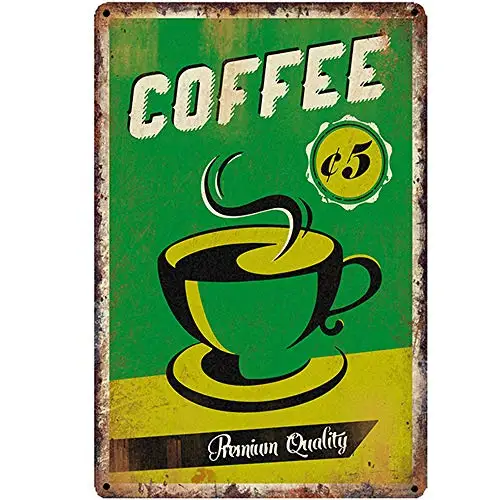 

Free Pintree Original Retro Design Coffee Tin Metal Signs Wall Art | Thick Tinplate Print Poster Wall Decoration for Cafe/Kitche