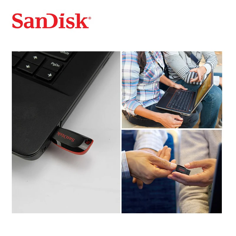 Двойной Флеш накопитель SanDisk USB 2 0 CZ50 супер мини флэш 64 Гб оперативной памяти 32