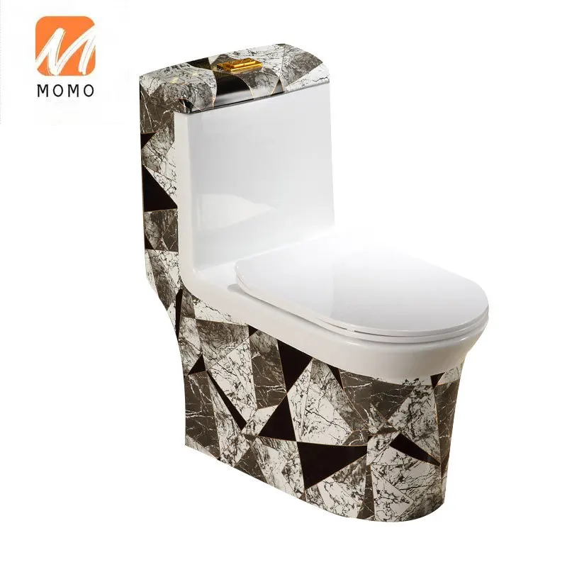 

Цветной Туалет в скандинавском стиле, винтажный туалет, домашний туалет, сифон с геометрическим узором, водосберегающий, с защитой от запах...