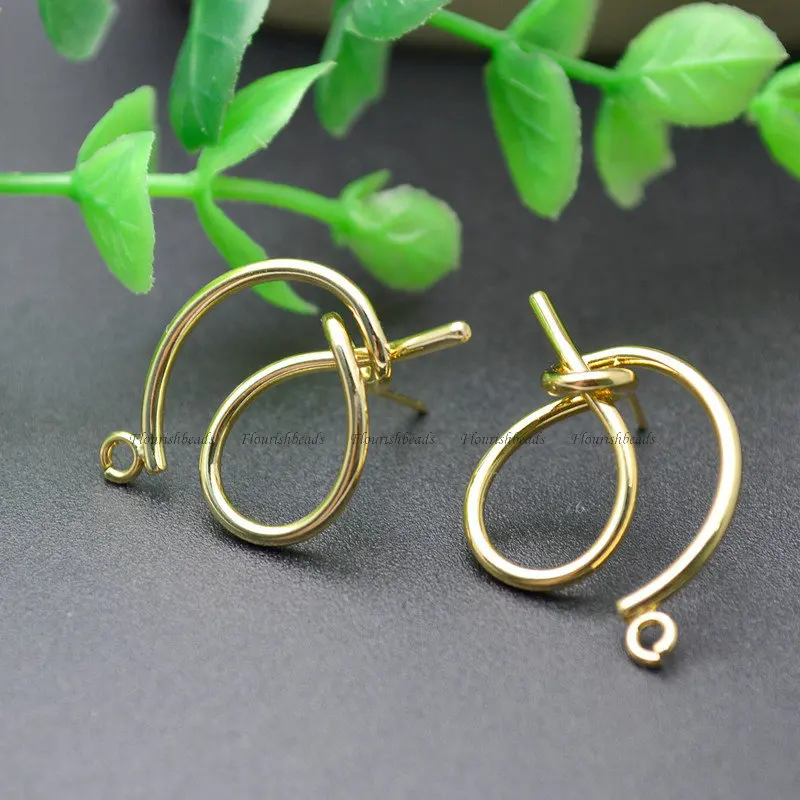 

Серьги-гвоздики из латуни, позолоченные, 30 шт.