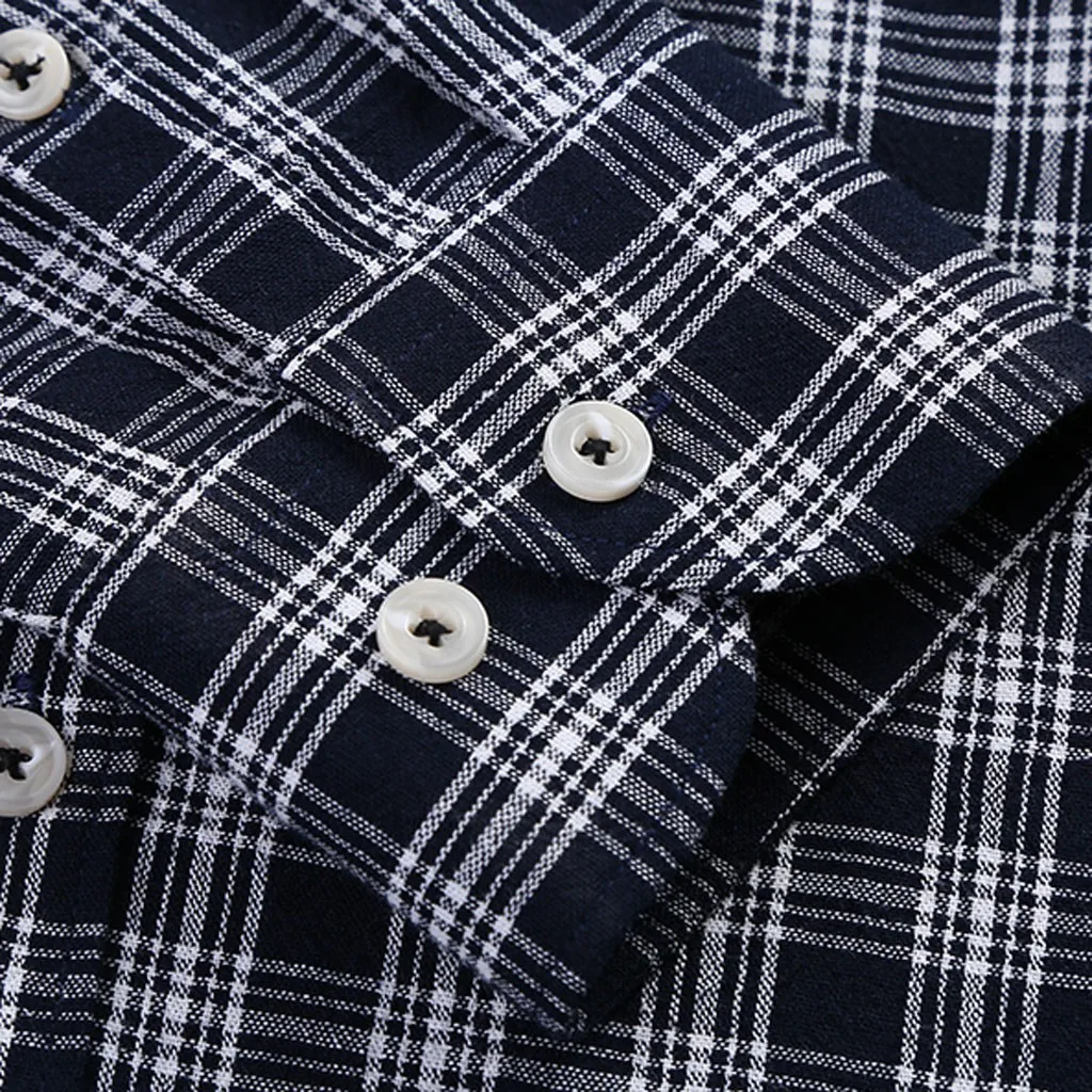 Camisa Masculina мужская рубашка с длинным рукавом и отложным воротником, Повседневная рубашка с рисунком в клетку, модная мужская Повседневная Базовая рубашка
