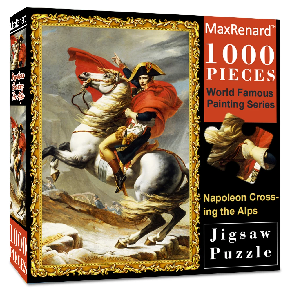 

MaxRenard 50*70cm Jigsaw Puzzles 1000 Pieces for Adults Paper Assembling Napoleon Crossing the Alps Masterpiece Puzzles Toys