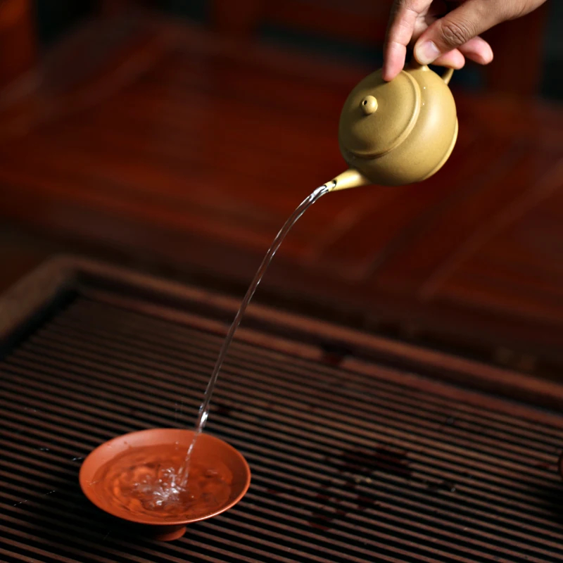 

pot yishuitang Yixing raw mine handmade purple clay pot tea set No.1 Factory old sample golden section mud 150ml