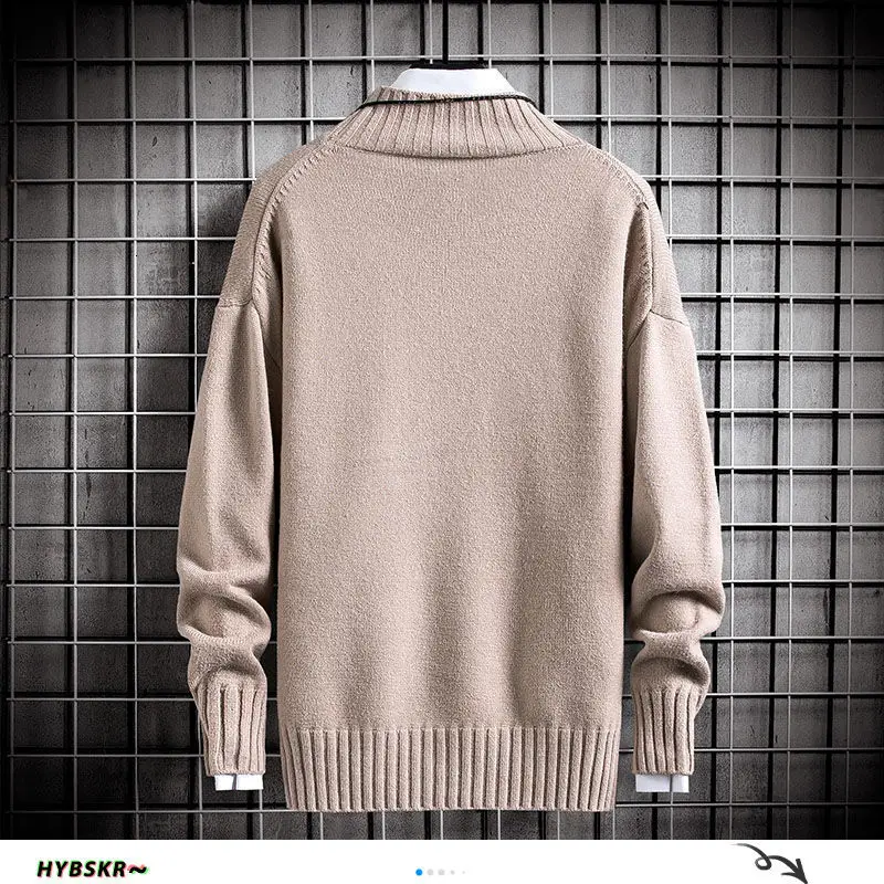 Однотонные мужские свитеры HybskrM японские Осенние теплые вязаные пуловеры для