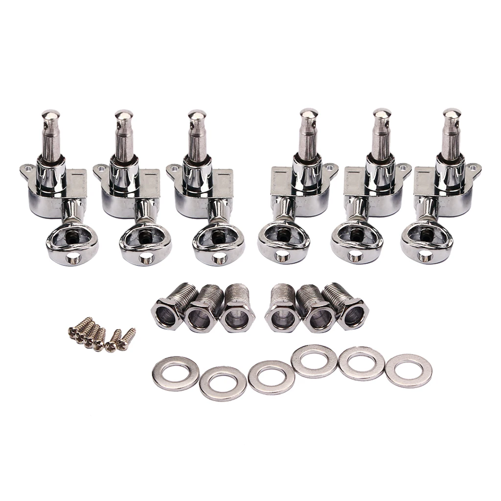 

6 шт. акустической гитары Колки для гитары строки Тюнинг тюнер (3 слева + 3 знака после справа)-хром