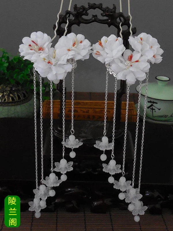 Женская шелковая заколка-цветок Классическая заколка с кисточками в стиле