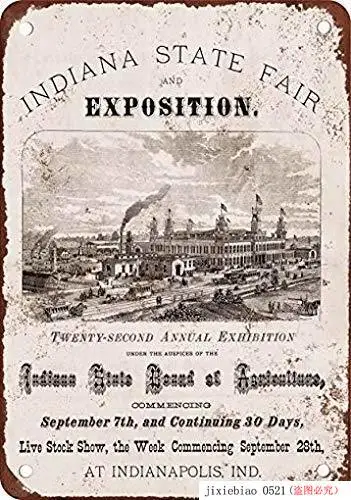 Жестяная вывеска Алюминий 1874 Индиана ярмарке и экспозиции под открытым небом