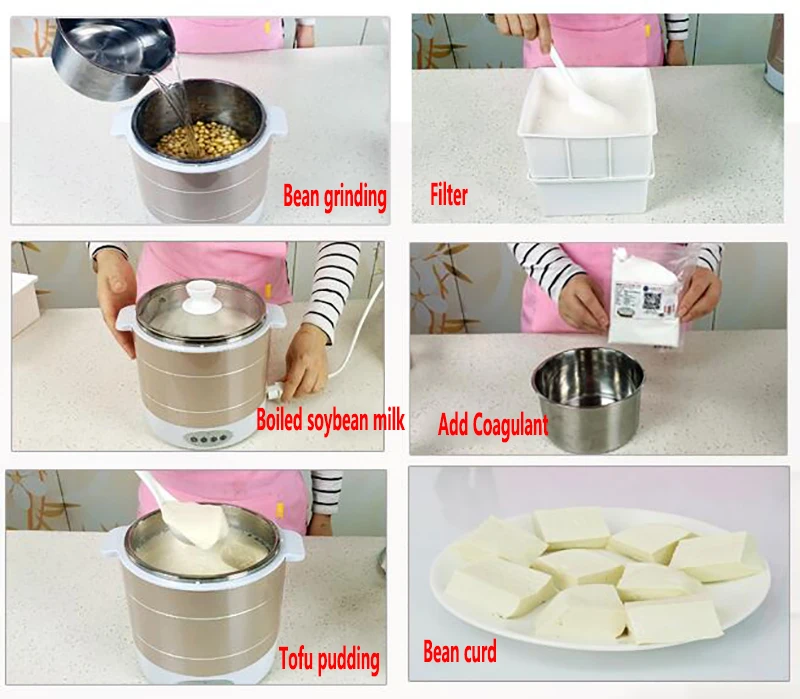 M&aacute;quina autom&aacute;tica para hacer Tofu en el hogar, m&aacute;quina para hacer Tofu, de acero inoxidable, para el cerebro, flor de Tofu, vino dulce y Yogurt-5