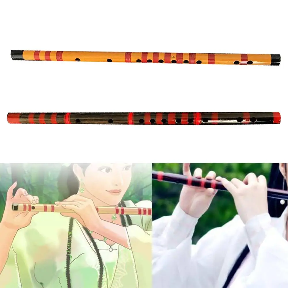 Традиционный китайский ветровой инструмент из бамбука с красной струной для
