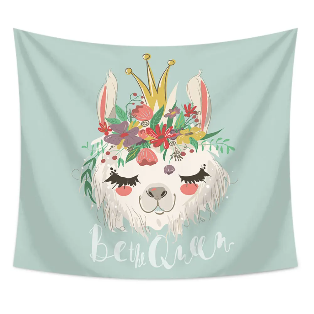 

Cartoon Alpaca Prints Tapestry Wall Hanging Tapestries Living Room Decorative Office Throw Rug Blanket Camping Tent Tapestry