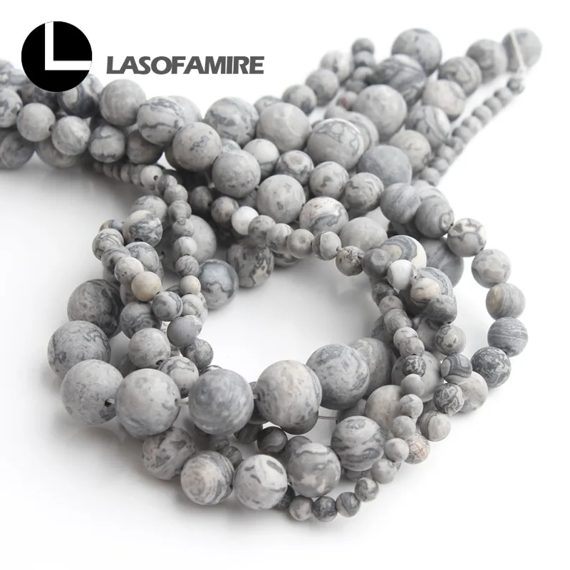 Натуральный серый матовый камень Jaspers круглые матовые блестящие разделители