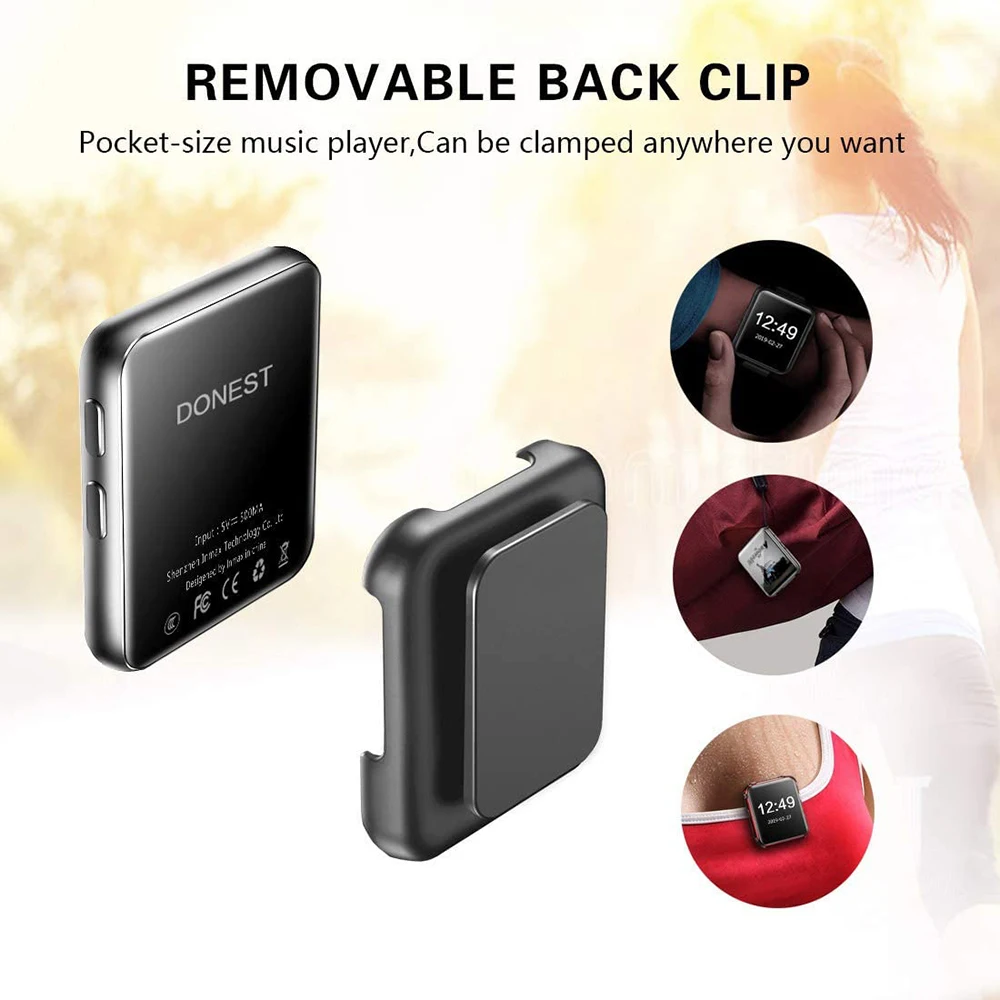 Мини mp3-плеер с клипсой сенсорный экран 1 5 дюйма Bluetooth MP3-плеер портативный
