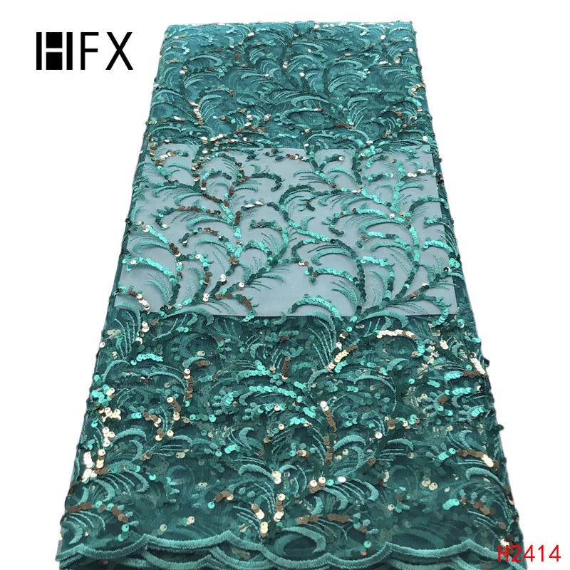 HFX африканская кружевная ткань 2019 высокого качества мятно зеленый французский из