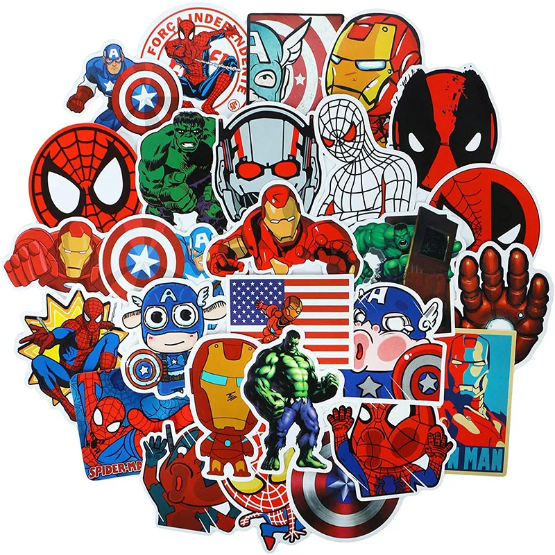 The Marvel Hero Stickers Bedroom Decor Wall Skateboard Luggage Guitar Laptop Motocycle Bumper Car Phone Graffiti PVC | Дом и сад
