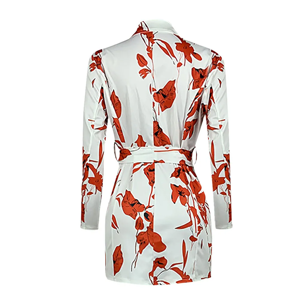 Женское платье с цветочным принтом элегантное офисное платье-блейзер поясом и