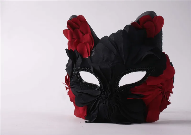 

Cosplay Masks Female Hand Made Pearl Fox Cat Mask Girls Cosplay Headwear Cos Decorative Masks Masque Christmas Mask