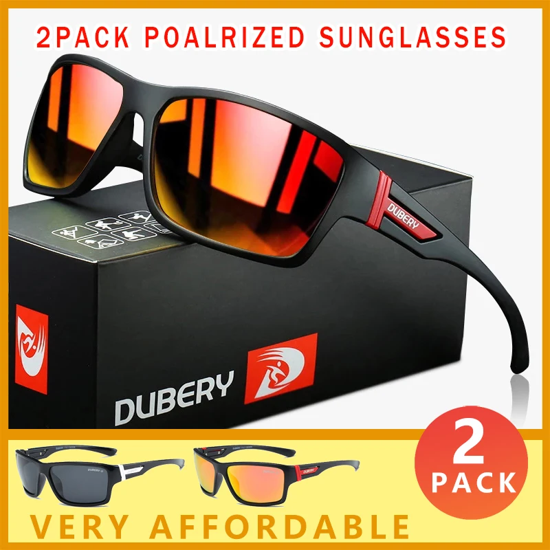 

2 PACK DUBERY Brand Polarized Sunglasses Men Women 100% UV Protection Lens Outdoor Travel Sun Glasses Lightweight Frame Goggles