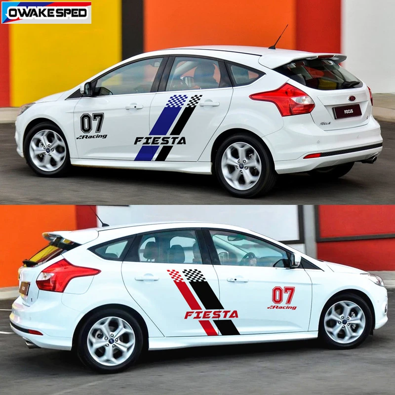 1 комплект для Ford Fiesta ST Racing спортивные полосы автомобильная дверь боковая