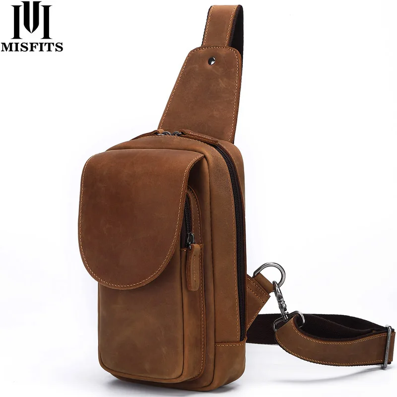 Мужская нагрудная сумка в стиле ретро кожаная сумочка на плечо с рисунком лошади