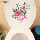 ZTTZDY 20,2  23,2 см Свежий букет из бабочек и роз Романтический настенный Декор для спальни креативная наклейка на унитаз T2-1074