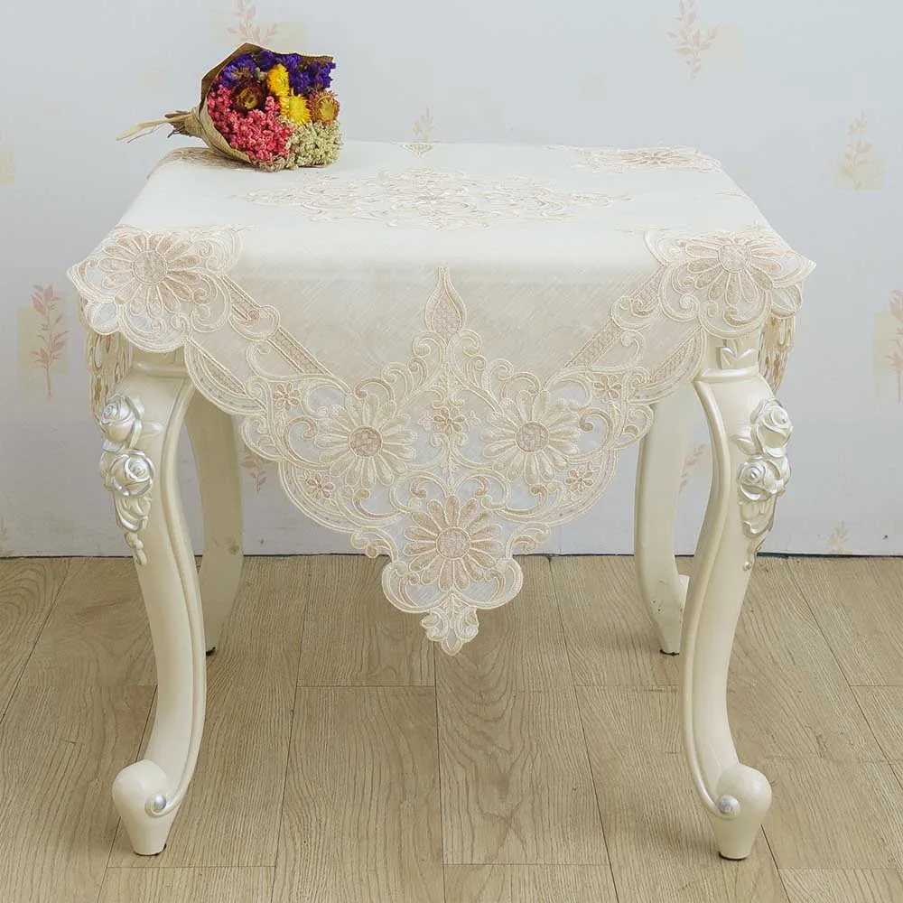 beige mesh Современный стиль, креативная, уникальная, элегантная, 85x85 см, квадратная, бежевая, сетчатая, с лентами, вышитая скатерть, ручная работа, для резки, ремесла - Цвет: beige mesh