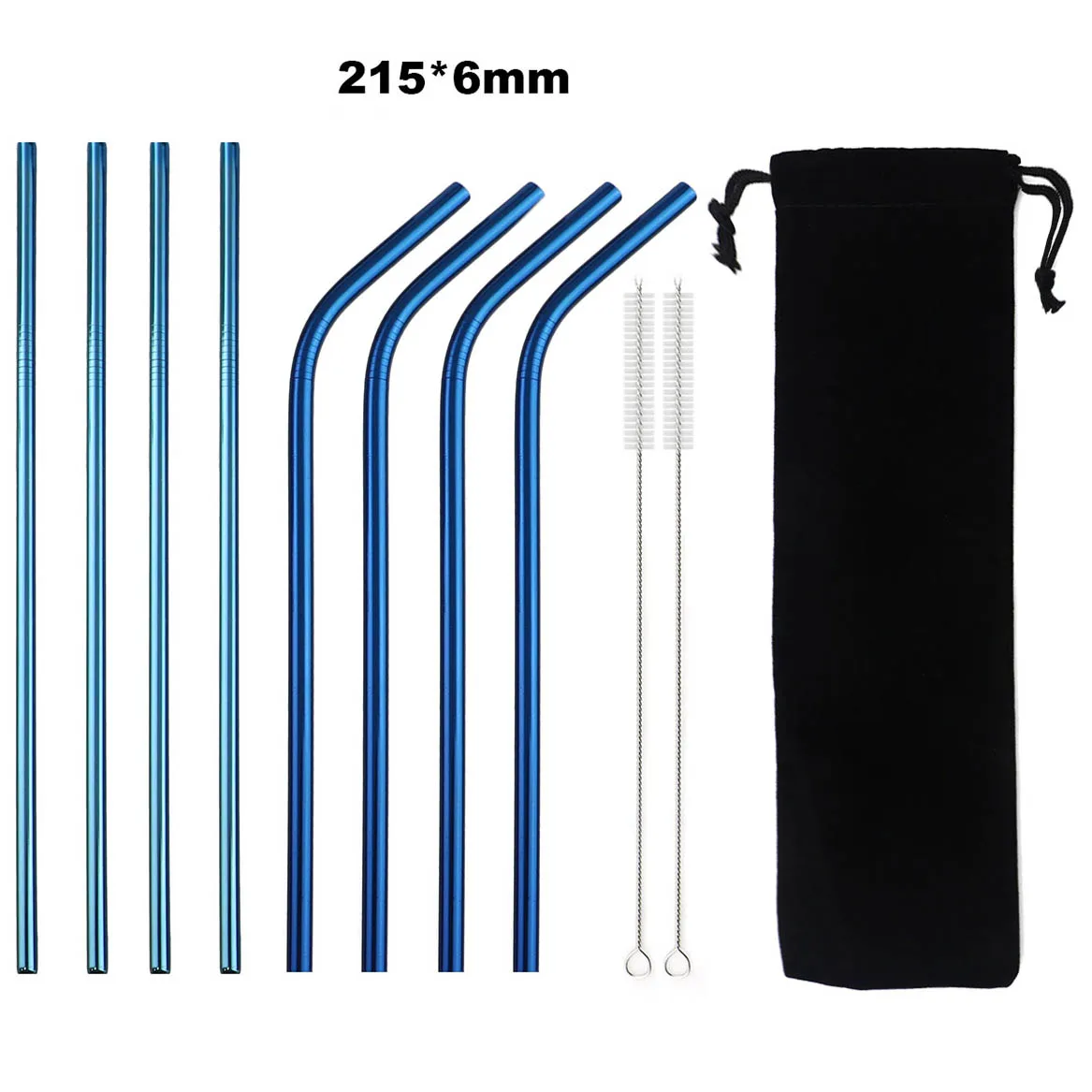 blue straw set Складная телескопическая металлическая соломинка из нержавеющей стали 304, портативная соломинка для питья, для путешествий, кемпинга, многоразовая соломинка с чистящей щеткой - Цвет: blue straw set