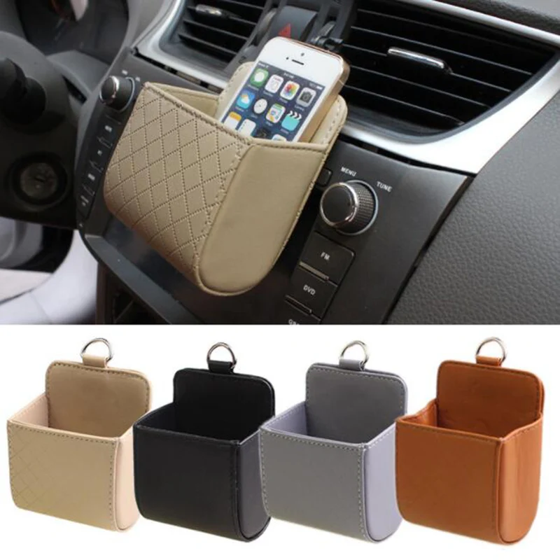 

Car Outlet Vent Seat Back Tidy Storage Box PU Leather Coin Bag Case Pocket Organizer Hanging Holder Pouch Automobile Accessories