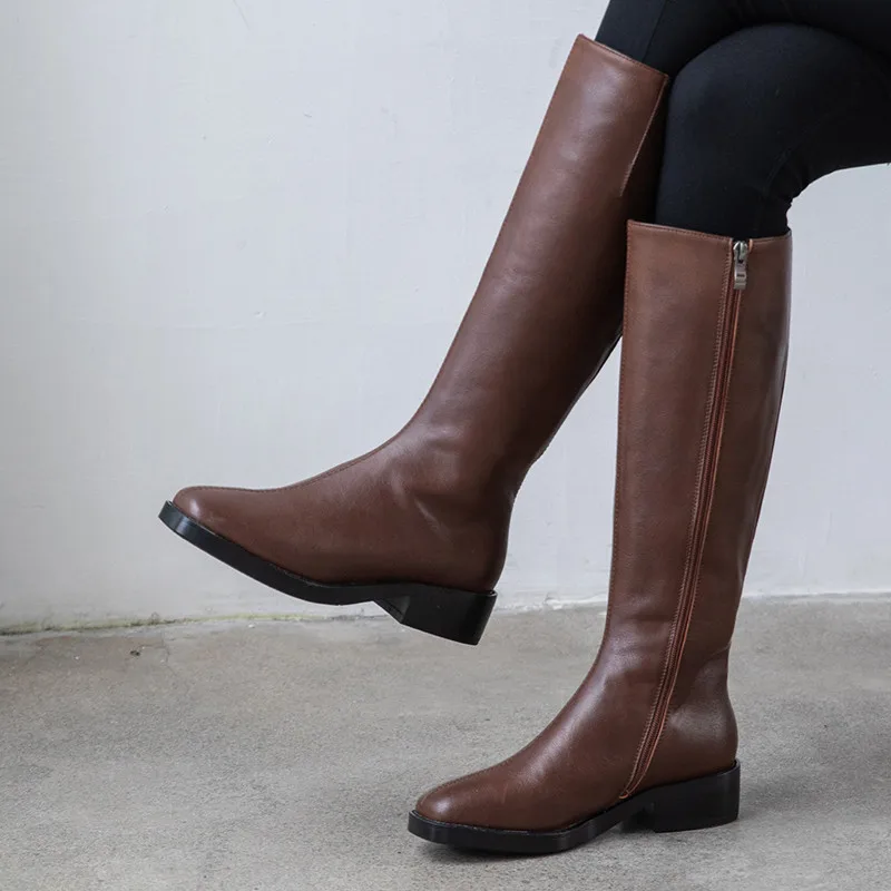 

FEDONAS Knee High Boots Women Riding Boots Casual Party Shoes Woman Autumn Winter Warm Women Side Zipper Square Toe High Boots