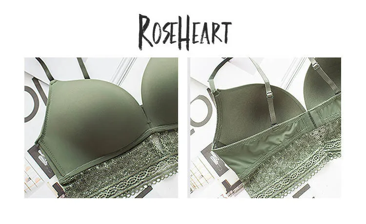 Roseheart, женский модный кружевной цельный бюстгальтер, наборы, регулируемые лямки, без косточек, хлопковые трусики, пуш-ап, нижнее белье, беспроводное белье B