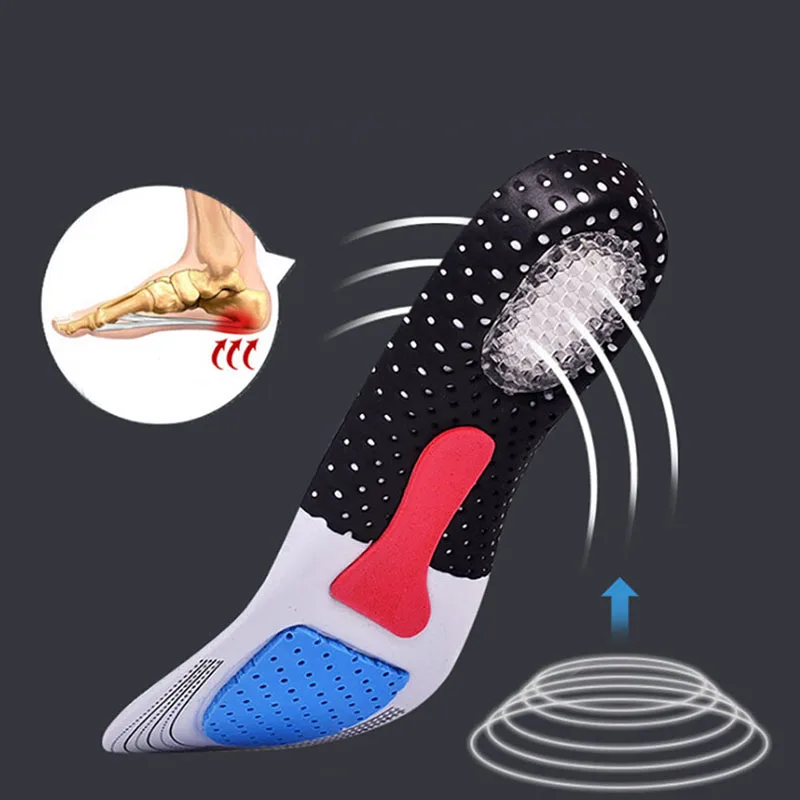 1Pair Unisex Solid Silicone Gel Insoles Foot Care for Plantar Fasciitis Heel Spur Sport Shoe Pad Insoles Arch Orthopedic Insole